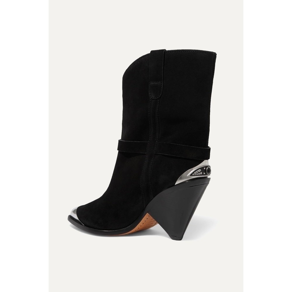 Isabel Marant Lamsy Black Suede Cap Toe Cone Boots Size 40 (9 US)